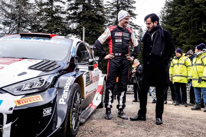 ラリー・モンテカルロでのセバスチャン・オジェとモハメド・ビン・スライエム会長