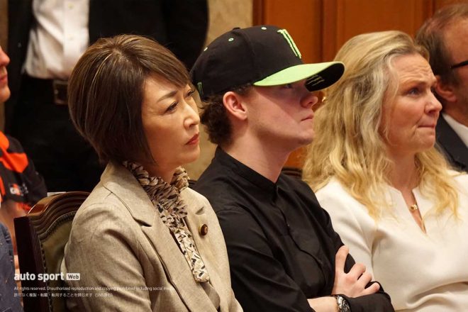 ラリージャパン2023歓迎イベントでの三原じゅん子参議院議員とオリバー・ソルベルグ