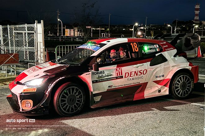 SS15終了時点で総合6番手につけている勝田貴元／アーロン・ジョンストン組（トヨタGRヤリス・ラリー1）　2023年WRC第13戦ラリージャパン