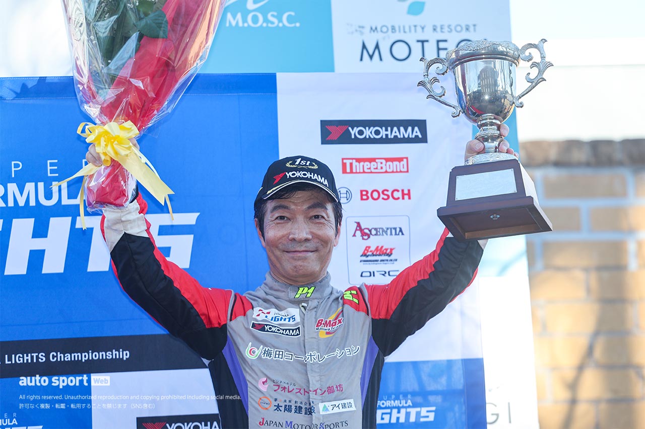 2023スーパーフォーミュラ・ライツ第6大会もてぎ　マスタークラスチャンピオンの今田信宏（JMS RACING with B-MAX）