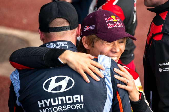 大会最多、計10回のステージウインを飾りファンを沸かせた勝田貴元（トヨタGRヤリス・ラリー1）　2023年WRC第13戦ラリージャパン