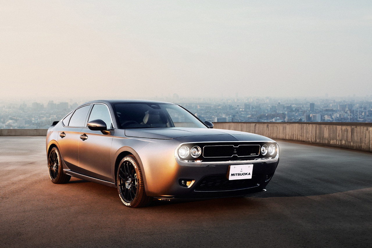 丸目4灯のワイド感あるフロントマスクが特徴的なミツオカM55コンセプト