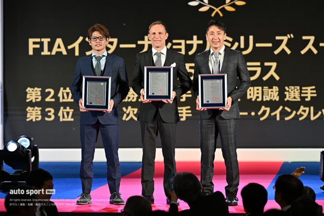 JAF MOTORSPORTS AWARD 2023　GT500ランキング2位の高星明誠（千代勝正は欠席）、3位の松田次生／ロニー・クインタレッリ