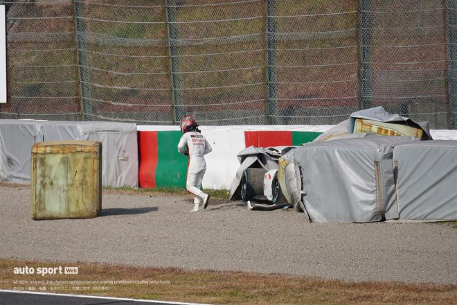 2023スーパーフォーミュラ合同／ルーキーテスト　セッション3終盤にクラッシュを喫した太田格之進（DOCOMO TEAM DANDELION RACING）