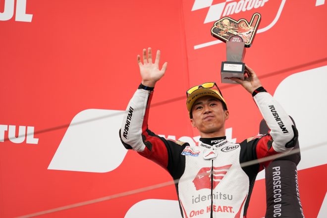 2023MotoGP第14戦日本GPで2位表彰台を獲得した小椋藍
