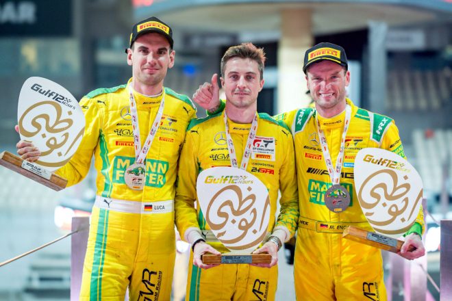 優勝した99号車メルセデスAMG GT3エボのルカ・ストルツ／ミカエル・グルニエ／マーロ・エンゲル組