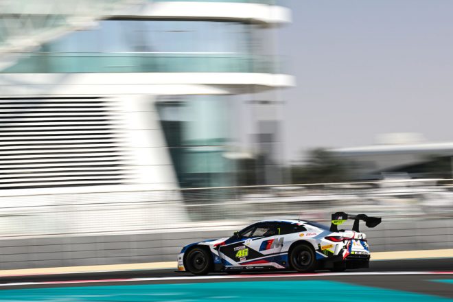 総合2位でフィニッシュしたチームWRTの46号車BMW M4 GT3（バレンティーノ・ロッシ／ドリス・ファントール／ニック・イェロリー組）