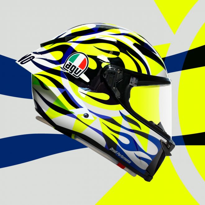 世界限定3000個で販売されるGTWCヨーロッパでのバレンティーノ・ロッシ着用モデル『PISTA GP RR Limited Edition SOLELUNA 2023』