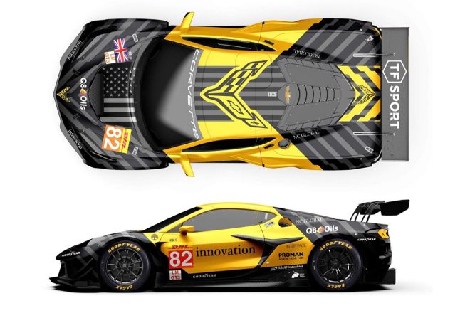 2024年に小泉洋史がドライブするTFスポーツのシボレー・コルベットZ06 GT3.Rのカラーリング