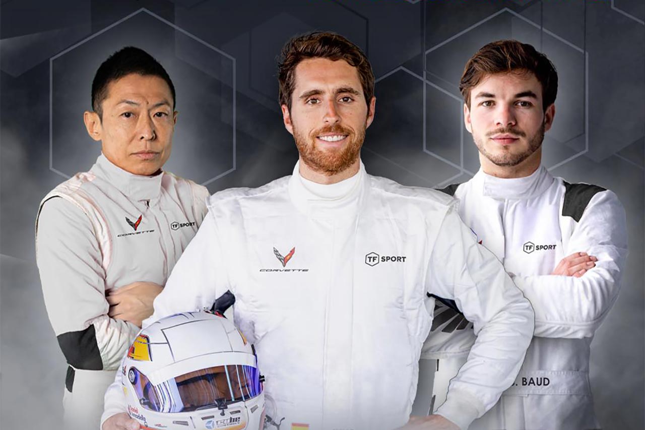 2024年に82号車シボレー・コルベットZ06 GT3.RをドライブしWECに参戦することになった小泉、ジュンカデラ、バウド