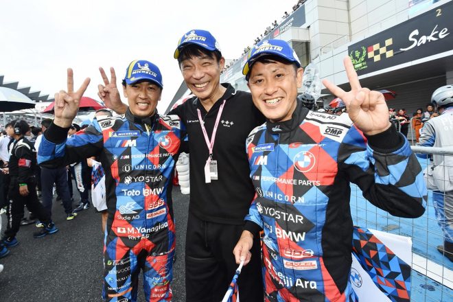 2023スーパーGT第4戦富士　柳田真孝、鈴木康昭監督、荒聖治（Studie BMW M4）
