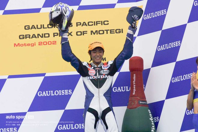250ccで3位を獲得した高橋裕紀／2002年ロードレース世界選手権パシフィックGP