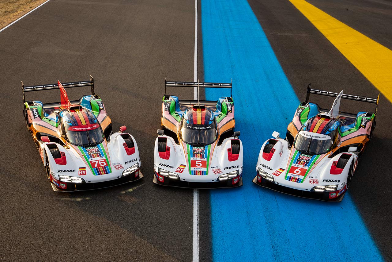 2023年のル・マン24時間レースに特別カラーで参戦した3台のワークス・ポルシェ963