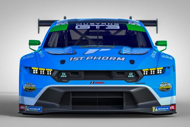 プロトン・コンペティションが2024年のIMSAウェザーテック・スポーツカー選手権GTDクラスに投入する55号車フォード・マスタングGT3のカラーリングイメージ