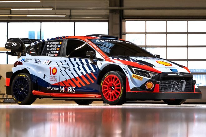 2024年のWRCに参戦するヒョンデ・シェル・モービスWRTのi20 Nラリー1