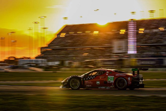 GTDクラス2位となったAFコルセの21号車フェラーリ296 GT3（サイモン・マン／フランソワ・エリオー／ミゲル・モリーナ／ケイ・コッツォリーノ）　2024年デイトナ24時間