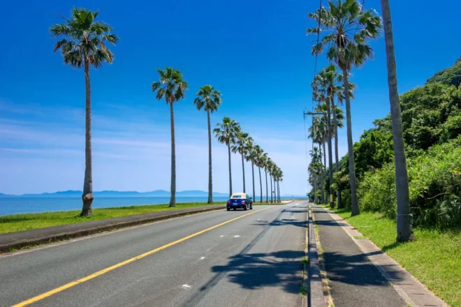 西浦シーサイドロードは西浦半島の東海岸沿いを走る道路。ドライブやツーリングに人気のスポットだ。
