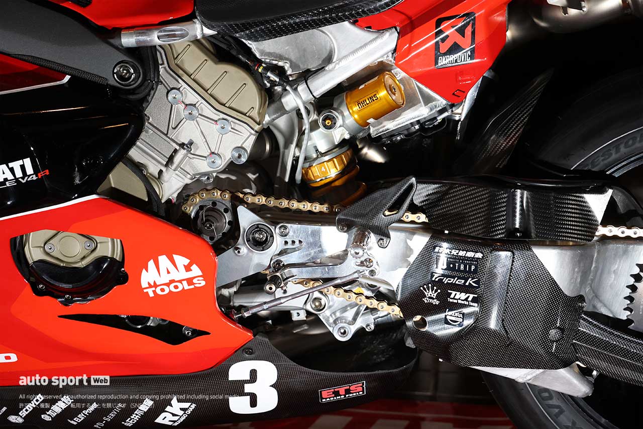 2024全日本ロード：DUCATI Team KAGAYAMAが使用するドゥカティ パニガーレV4 Rファクトリーのエンジン周り