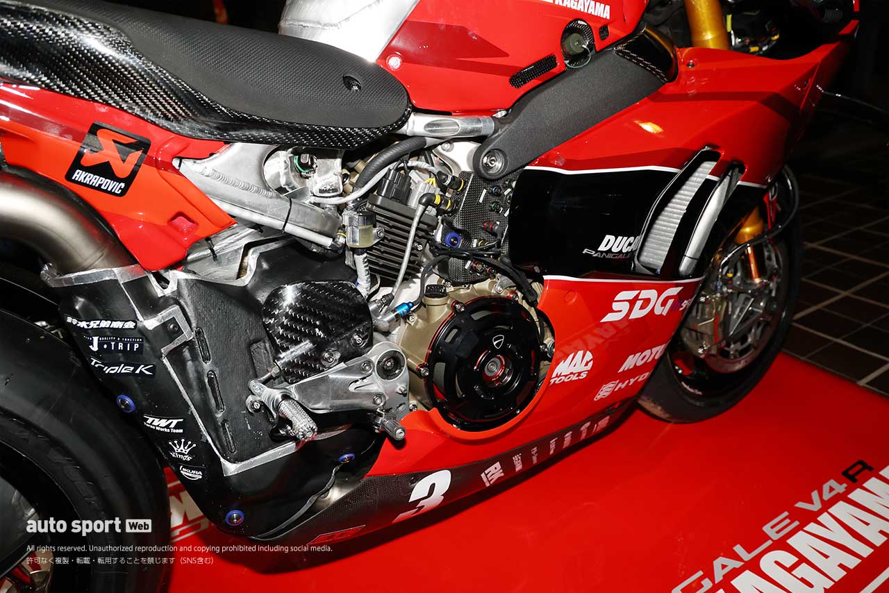 2024全日本ロード：DUCATI Team KAGAYAMAが使用するドゥカティ パニガーレV4 Rファクトリーのエンジン周り