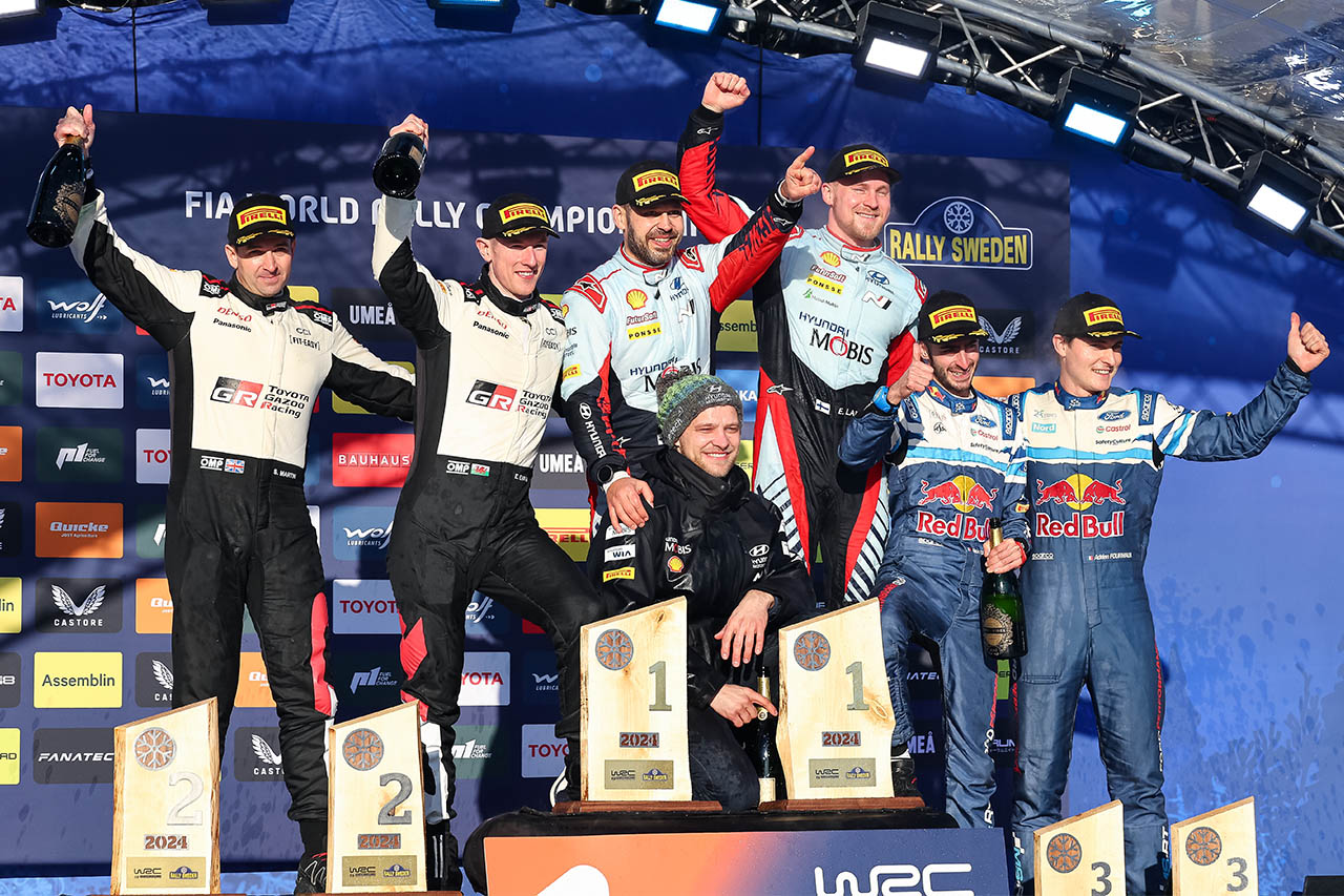 2024WRC第2戦スウェーデン　SS18後に行われた表彰式の様子