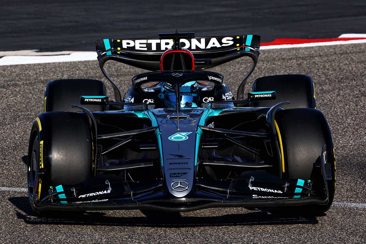 2024年F1バーレーンテスト1日目　ジョージ・ラッセル（メルセデス）