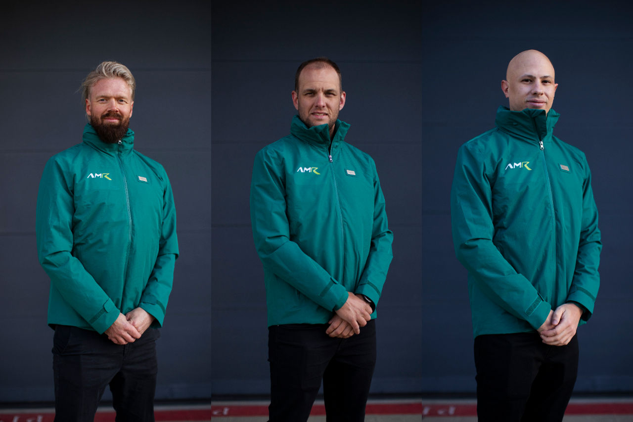 アストンマーティン・レーシング（AMR）のワークスドライバーであるニッキー・ティーム（左）、マルコ・ソーレンセン（中央）、マティア・ドルディ（右）