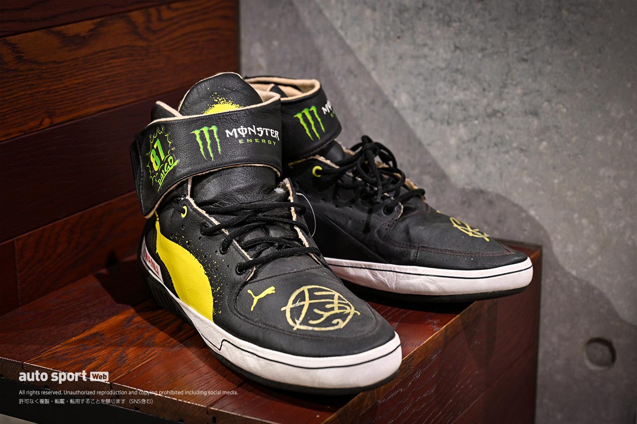 こちらは珍しいドリフト用のシューズ。アメリカで使用されていたものをベースにした齋藤太吾使用モデル
