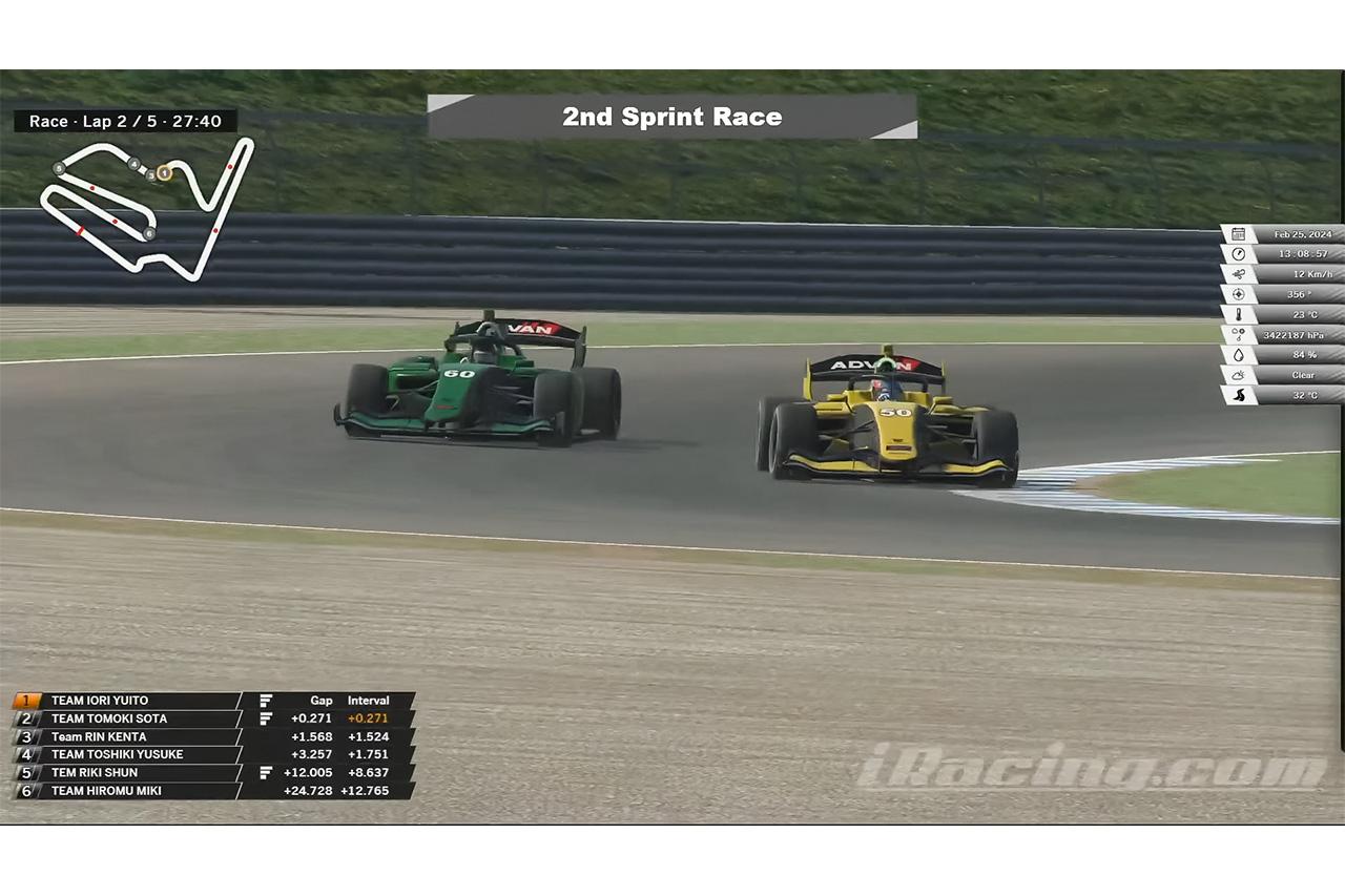 2周目のS字カーブでのバトル。辻よしなりアナウンサーが実況でレースを盛り上げた。