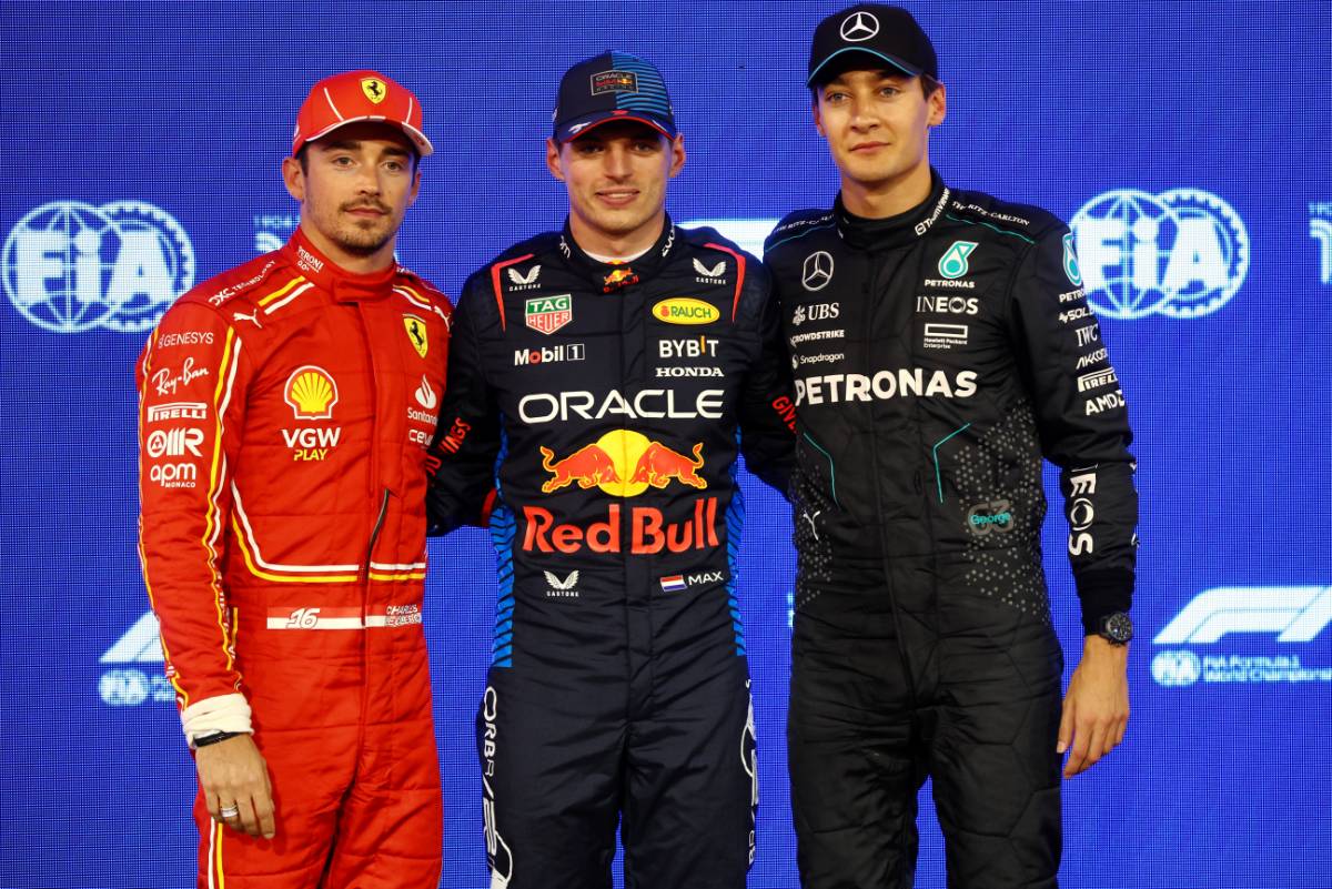 シャルル・ルクレール（フェラーリ）、マックス・フェルスタッペン（レッドブル）、ジョージ・ラッセル（メルセデス）