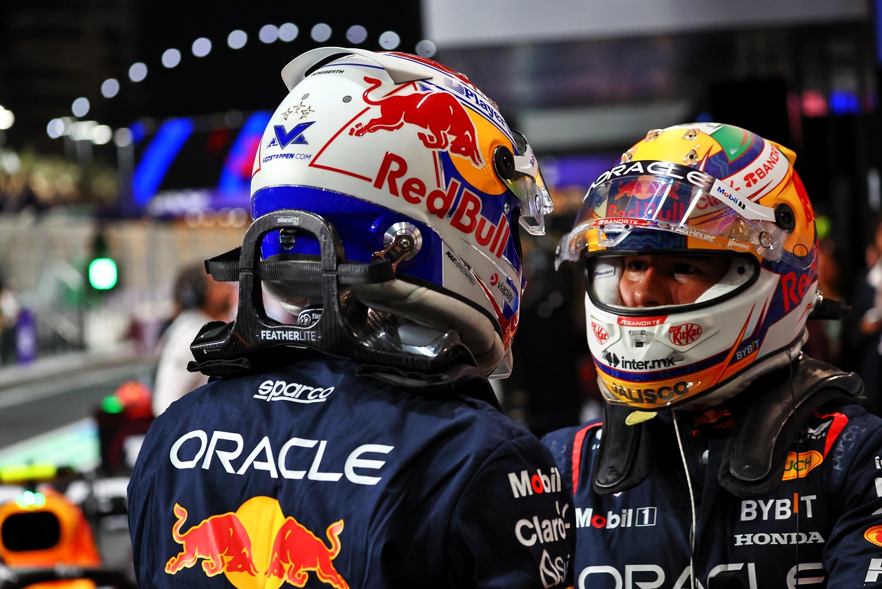 ポールポジションのマックス・フェルスタッペンと予選3番手のセルジオ・ペレス（レッドブル）