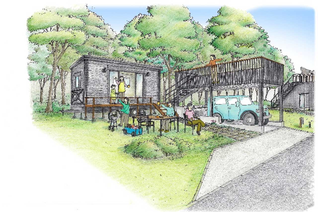 富士スピードウェイの100Rイン側にキャンプ場併設のアウトドア宿泊施設が誕生。2024年秋開業へ