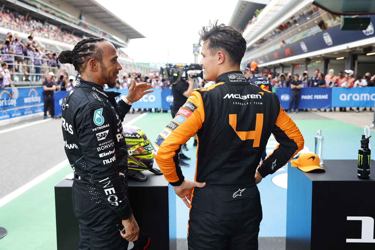 ポールのランド・ノリス（マクラーレン）と3番手のルイス・ハミルトン（メルセデス）