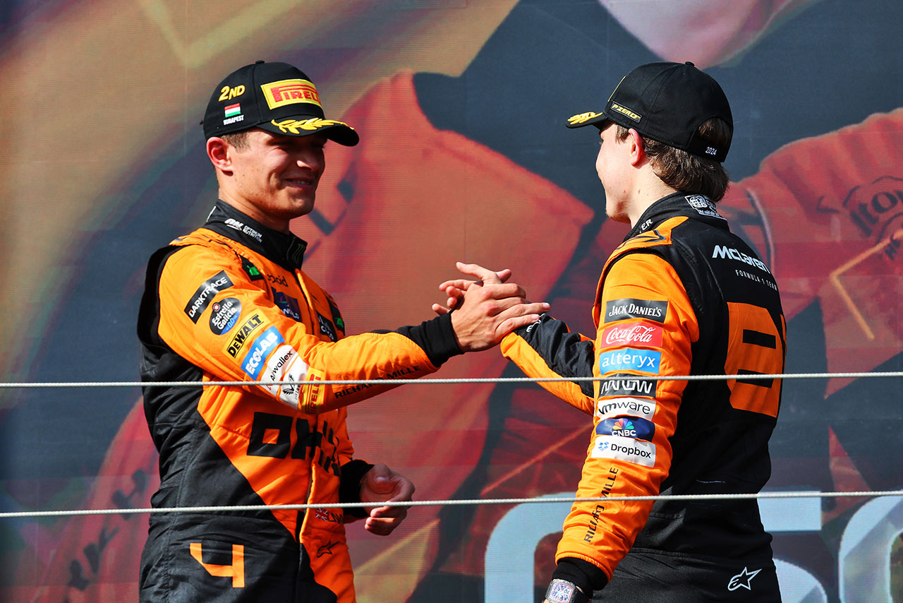 2024年F1第13戦ハンガリーGP　ランド・ノリス（マクラーレン）とオスカー・ピアストリ（マクラーレン）
