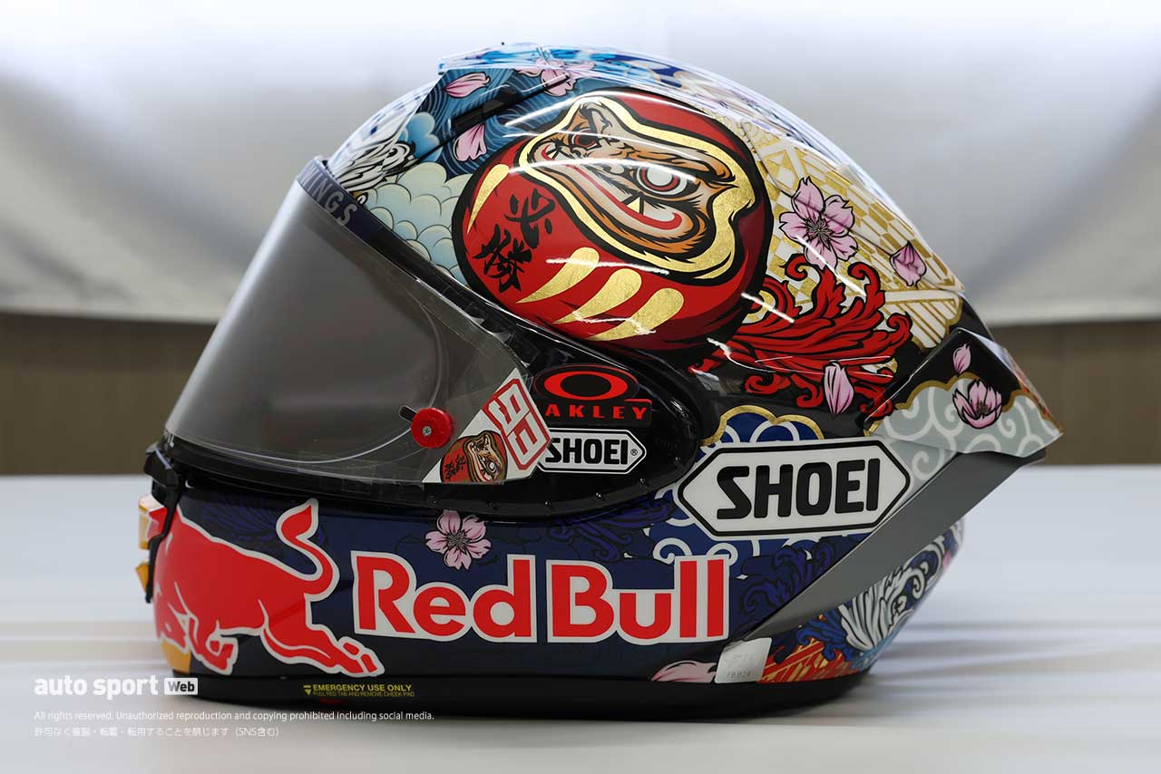 【特集】全面金箔に『ダルマ』を入れて「細部まで素晴らしい」とM.マルケス。MotoGP日本GPスペシャルヘルメットの細部