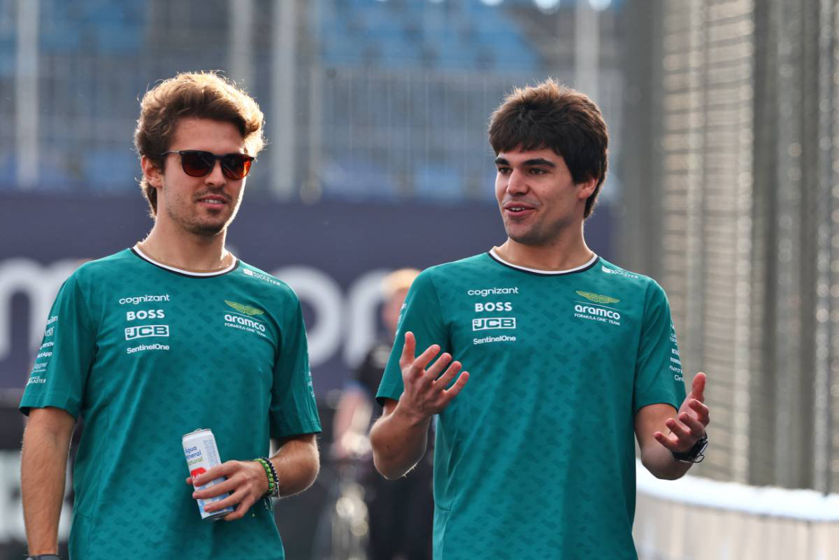 2024年F1第21戦サンパウロGP　ランス・ストロールとリザーブドライバーのフェリペ・ドルゴヴィッチ（アストンマーティン）