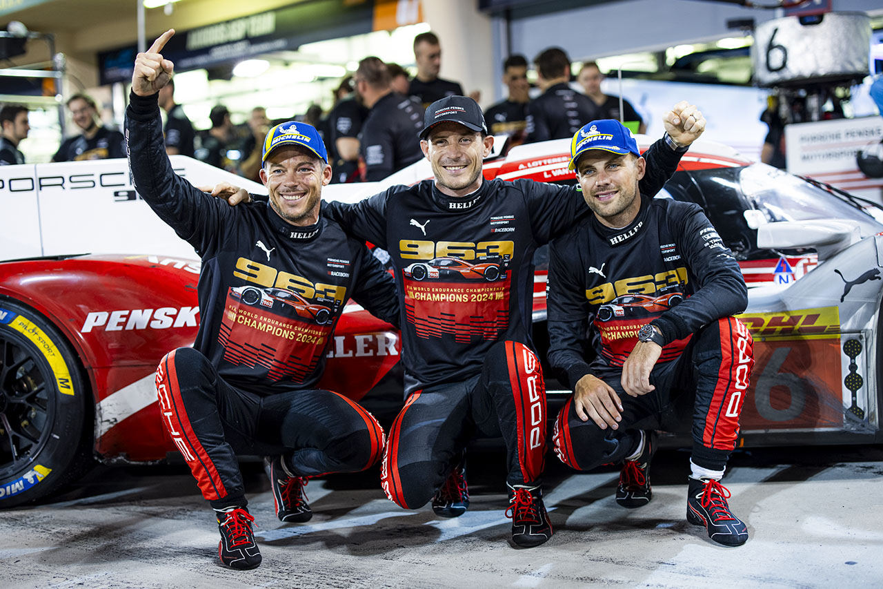 2024年WEC世界耐久選手権ドライバーズタイトルを獲得した6号車ポルシェ963のケビン・エストーレ／アンドレ・ロッテラー／ローレンス・ファントール組