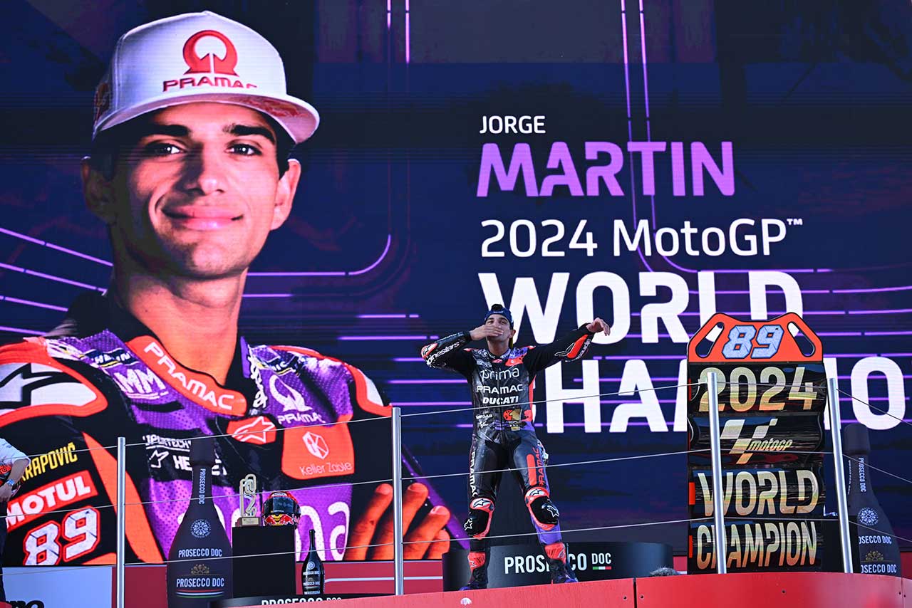 2024MotoGPチャンピオンに輝いたホルヘ・マルティン（プリマ・プラマック・レーシング）／第20戦ソリダリティGP