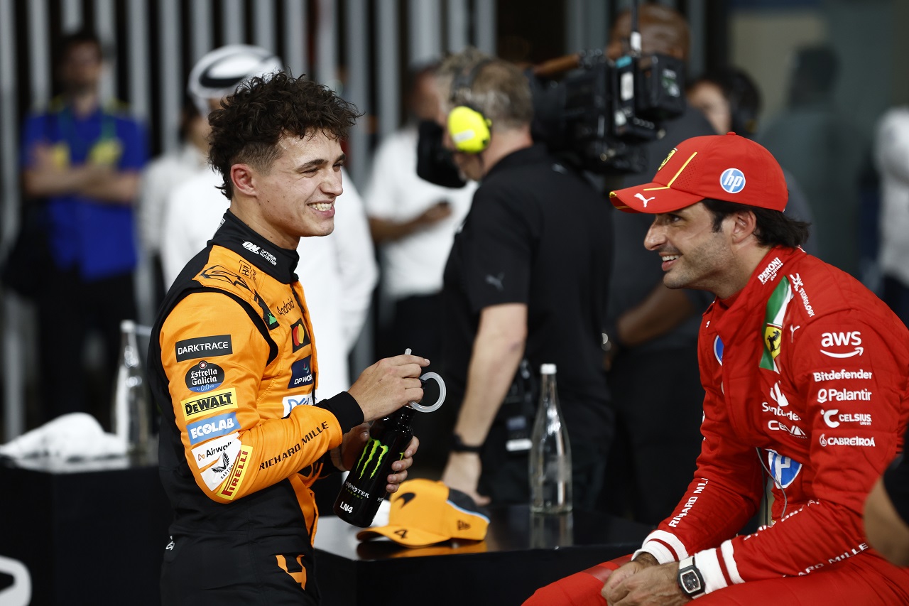 予選1番手のランド・ノリス（マクラーレン）と3番手のカルロス・サインツ（フェラーリ）