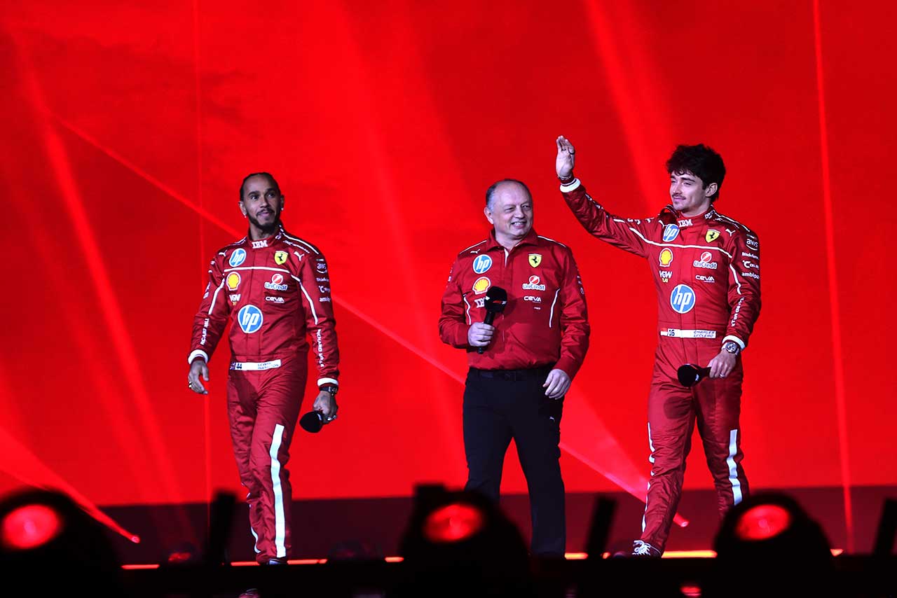 ルイス・ハミルトン、フレデリック・バスール、シャルル・ルクレール（フェラーリ）