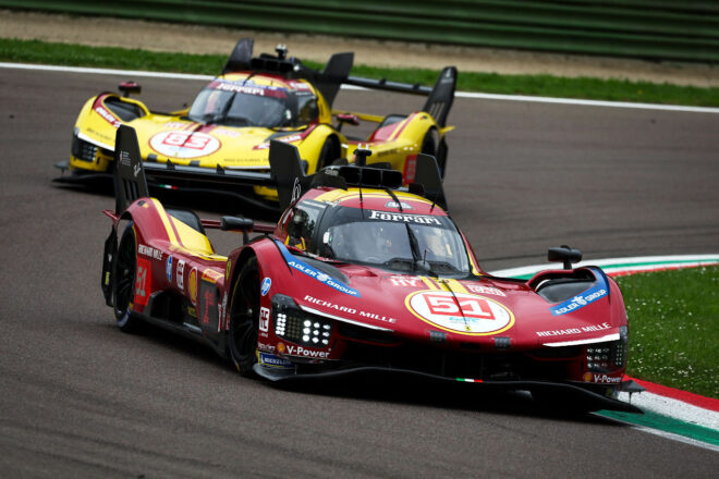 ティフォシ歓喜！ フェラーリ51号車が前年のリベンジ達成。思わぬ“伏兵”がトヨタの表彰台を阻む【WECイモラ決勝レポート】