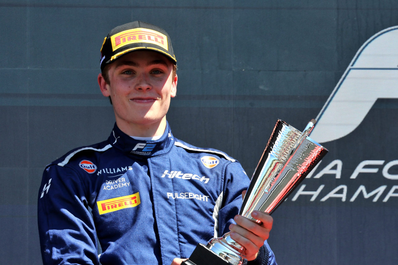 2025年FIA F2第4戦　レース2で2位表彰台を獲得したルーク・ブラウニング（ハイテックTGR／ウイリアムズ育成）