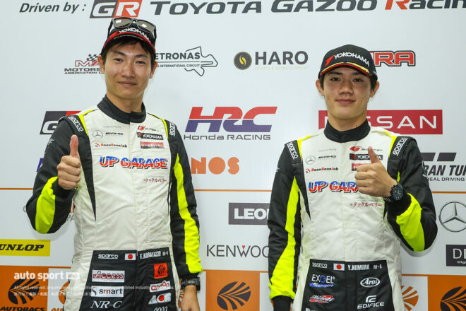 小林崇志と野村勇斗（UPGARAGE AMG GT3）
