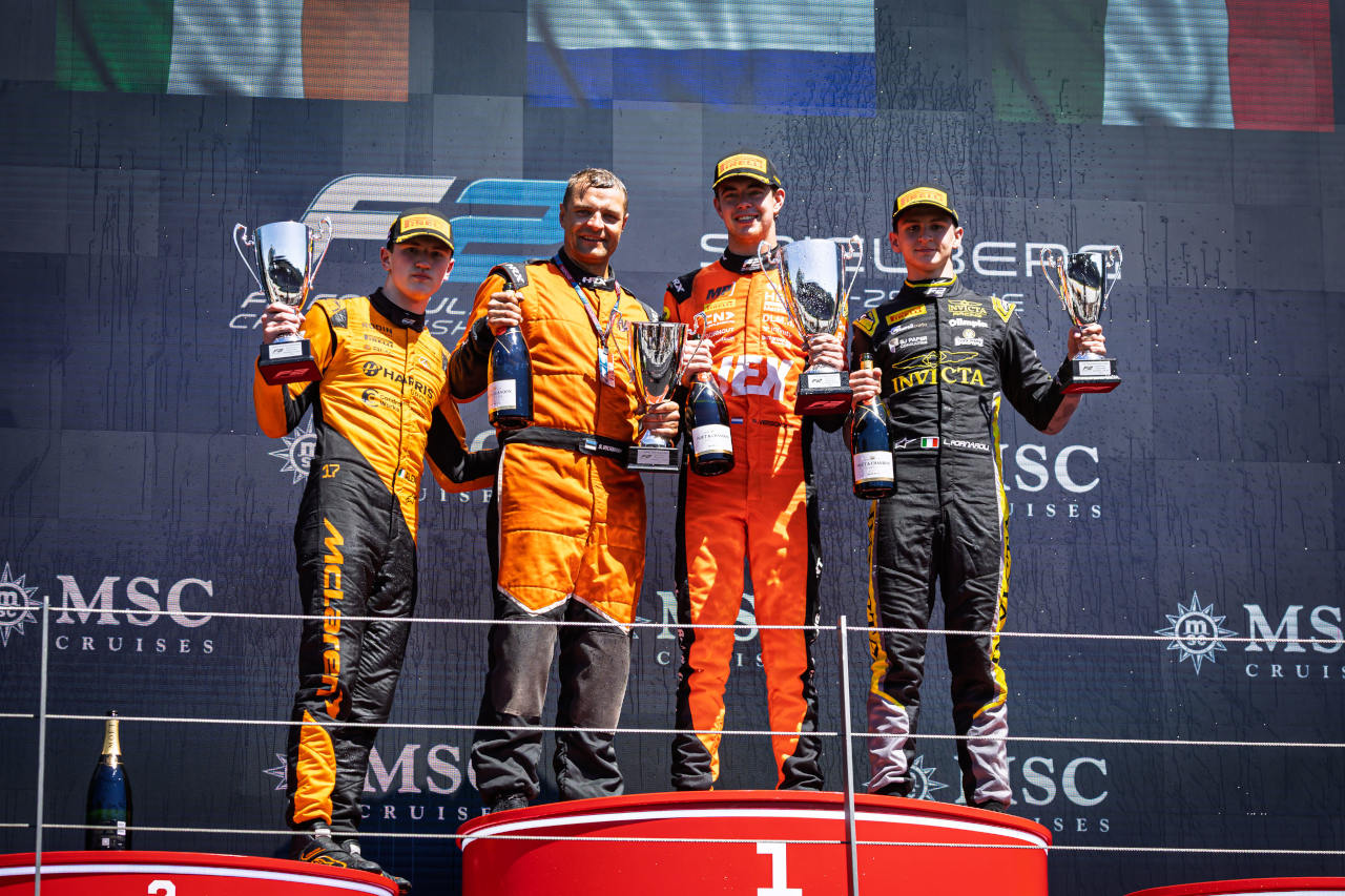 2025年FIA F2第7戦シュピールベルク　フィーチャーレース暫定表彰式