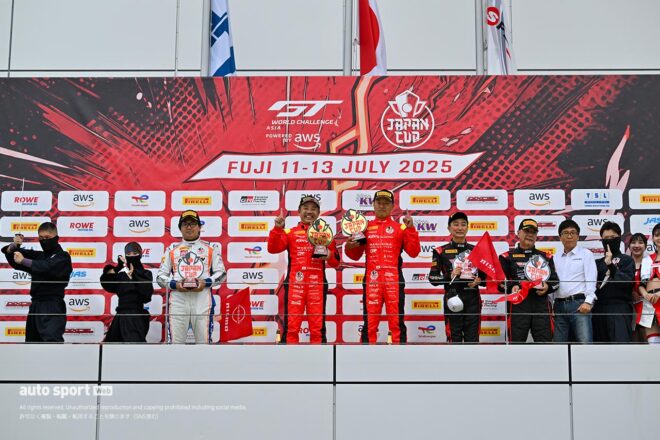 SROジャパンカップ第2ラウンド富士のレース1は白熱の戦いを制しseven x seven Racingが今季初優勝。渡会太一が殊勲