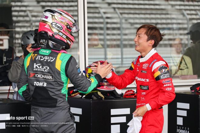 その差0.021秒。スーパーフォーミュラ第6戦富士は野尻智紀が坪井翔を僅差で下し通算23回目のポールポジションを獲得