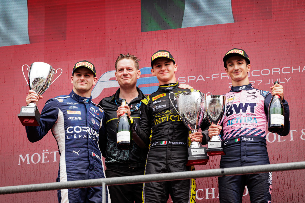 2025年FIA F2第9戦スパ・フランコルシャン　スプリントレース暫定表彰式