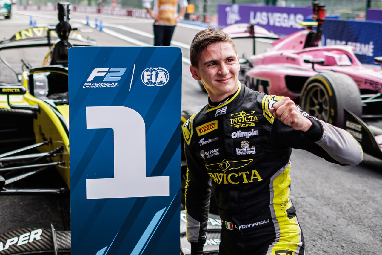 2025年FIA F2第9戦スパ・フランコルシャン　スプリントレースを制したレオナルド・フォルナローリ（インビクタ・レーシング）