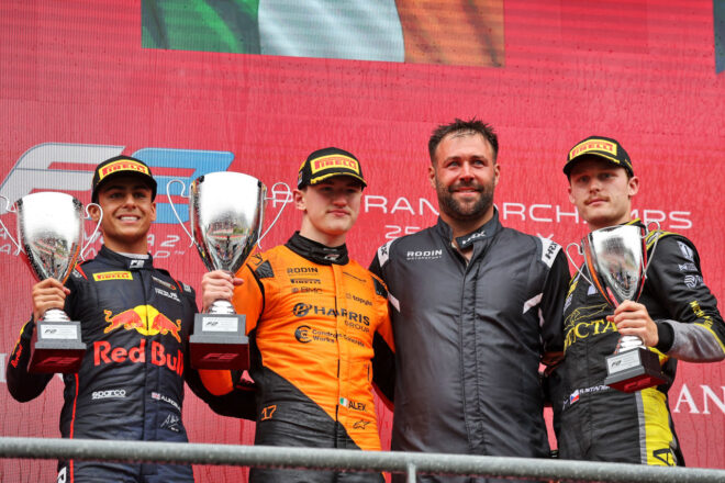2025年FIA F2第9戦スパ・フランコルシャン　フィーチャーレース暫定表彰式
