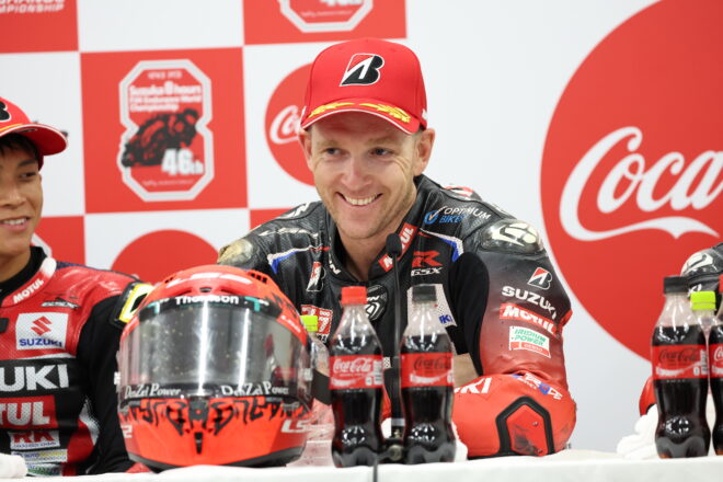 2年連続で逆転表彰台のヨシムラ「ギュントーリの亡き息子に捧げたい」／鈴鹿8耐 決勝トップ3会見