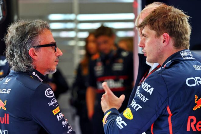2025年F1第13戦ベルギーGP　マックス・フェルスタッペン（レッドブル）とローレン・メキース新代表